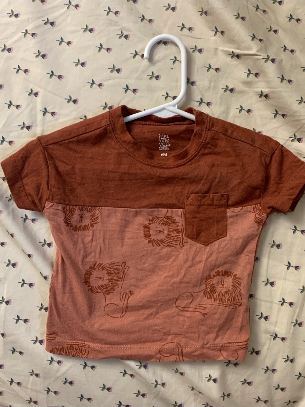 Carter's Two-Tone Rust & Terracotta Lion Pocket Tee